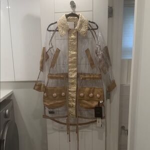Dolce & Gabbana Clear PVC Coat with Gold Brocade Trim and Pocket Detail